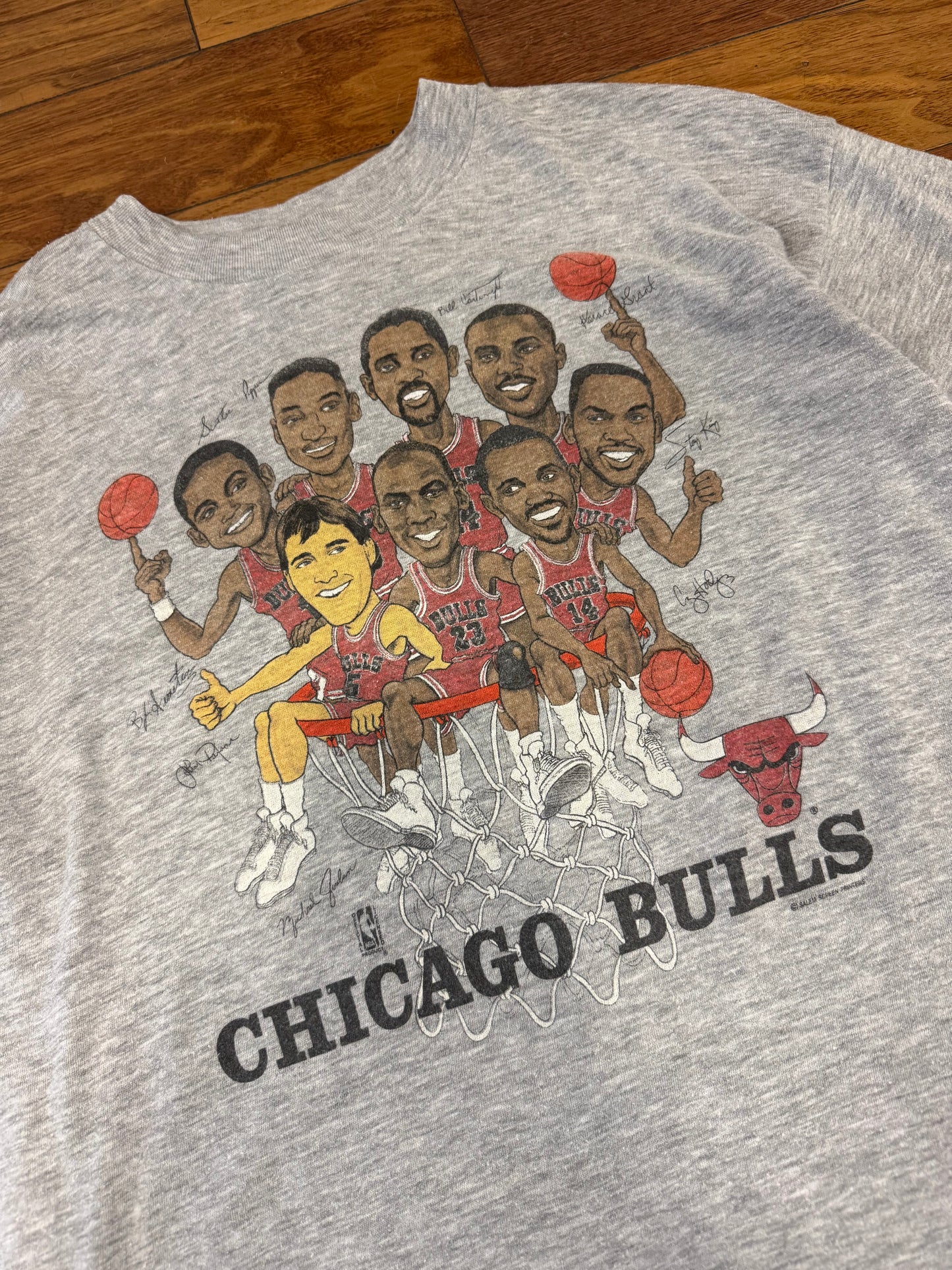 90s Chicago Bulls Hoopla Lottery Caricature Salem NBA Tee (XL)