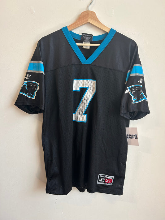 90s Carolina Panthers Steve Beuerlein Logo Athletic Jersey (Youth XL)