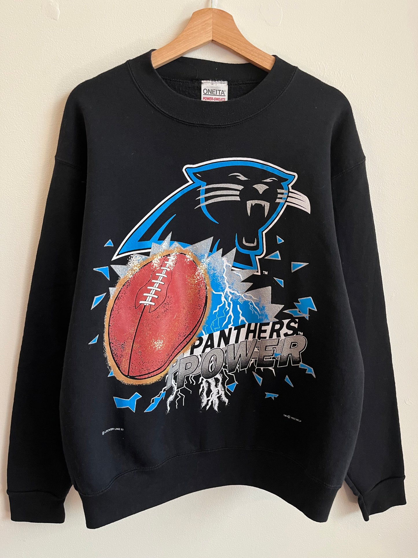 1993 Carolina Panthers Power Football Lightning Crewneck (L)