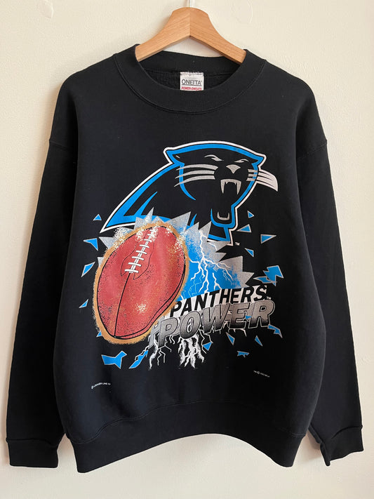 1993 Carolina Panthers Power Football Lightning Crewneck (L)