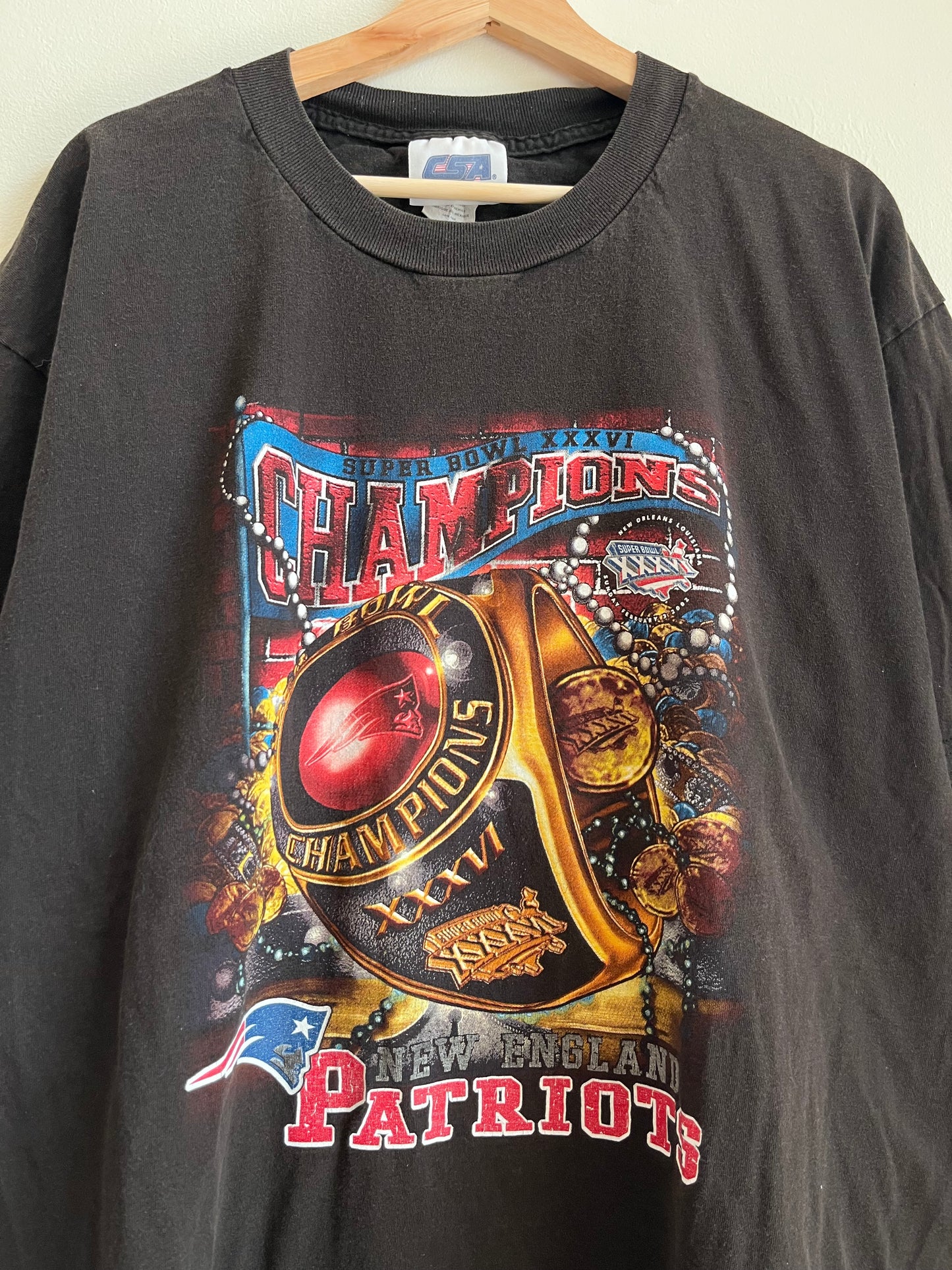 2002 New England Patriots Super Bowl XXXVI Ring Tee (XL)
