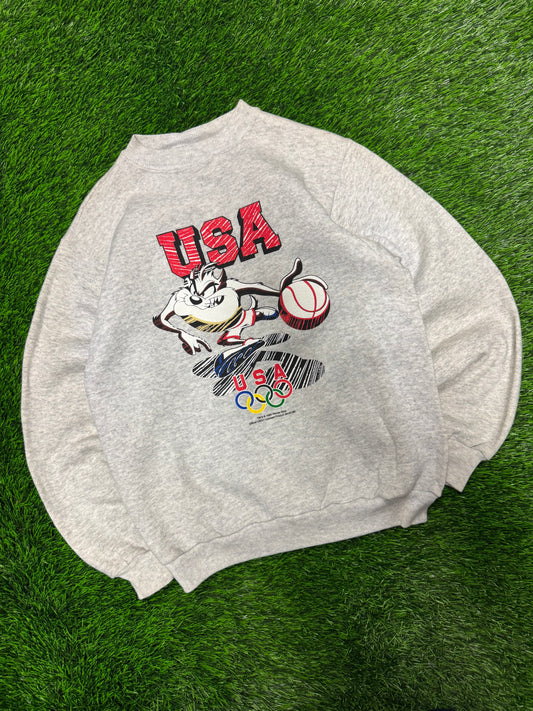 1995 USA Olympics Taz Graphic Vintage Crewneck (YL)