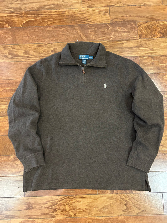 90s Polo Ralph Lauren Mocha 1/4th Zip Sweater (XL)