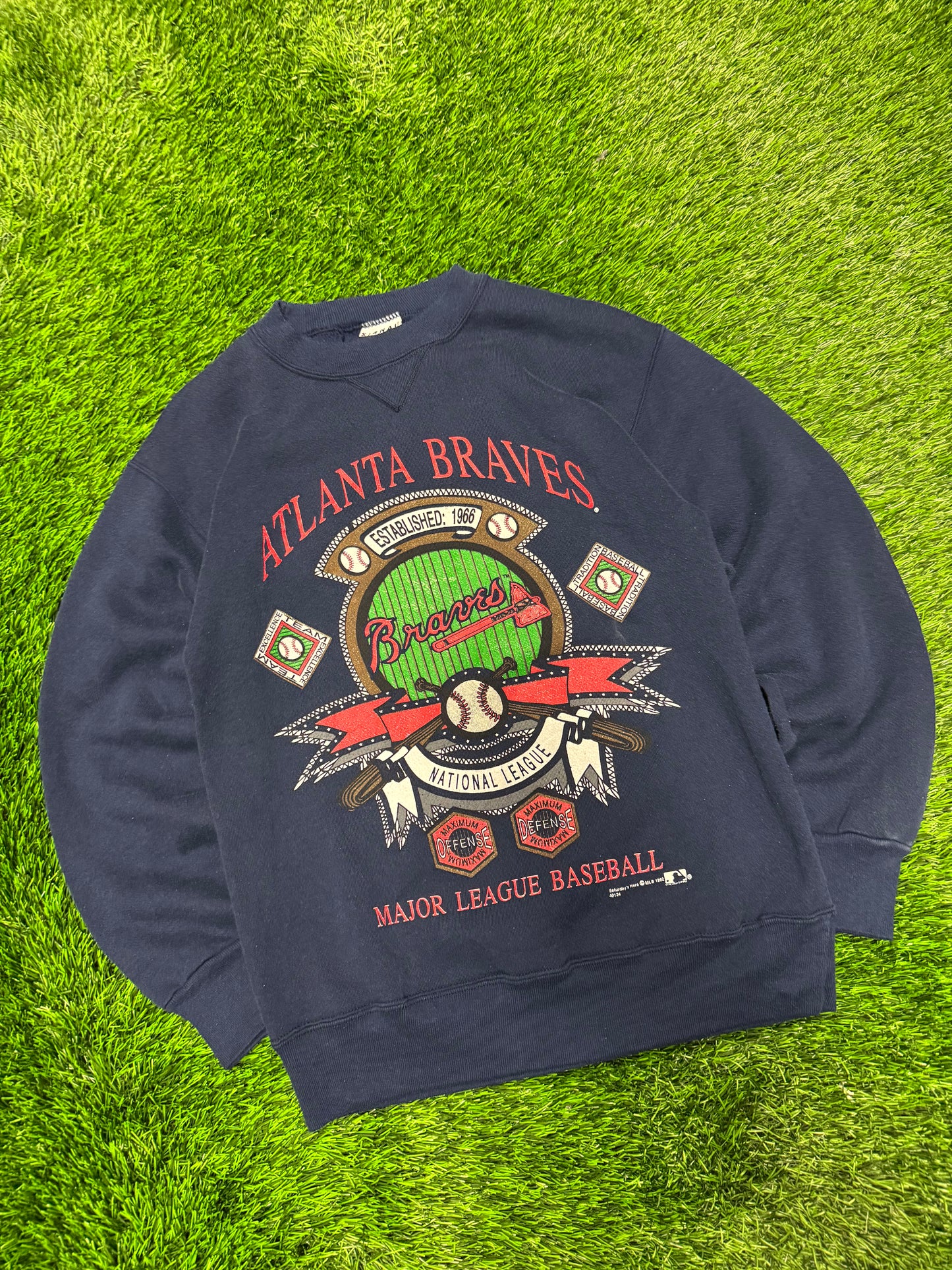 1992 Atlanta Braves Big Graphic Vintage MLB Crewneck (M)