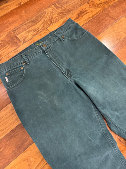 1999 Rare Carhartt B22HTG "Teal/Hunter Green" Denim Pants (38 x 30)