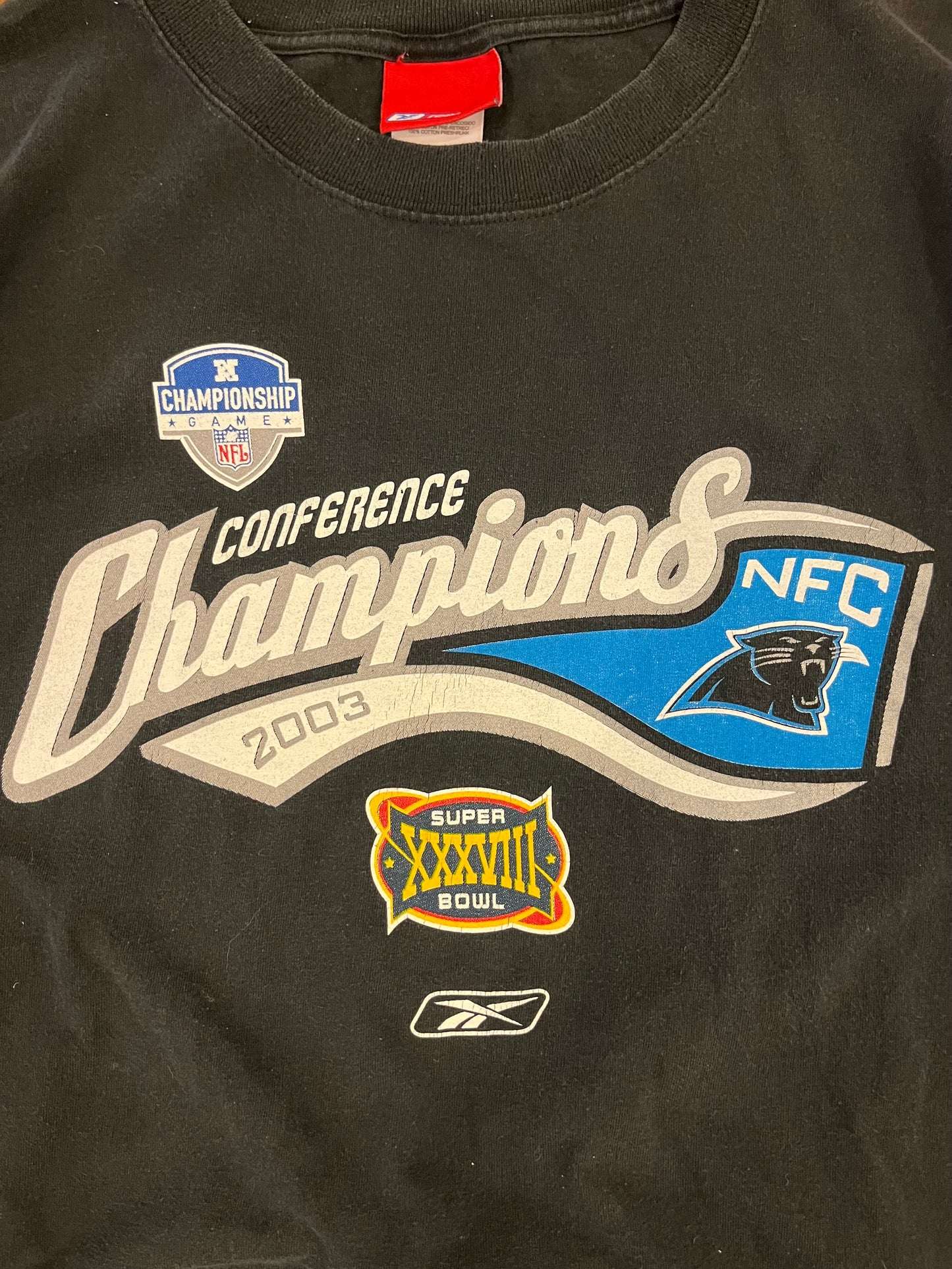 2003 Carolina Panthers NFC Champs Black Tee (XL)