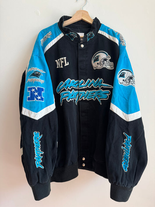 00s Carolina Panthers Embroidered Racing Jacket (XXXL)