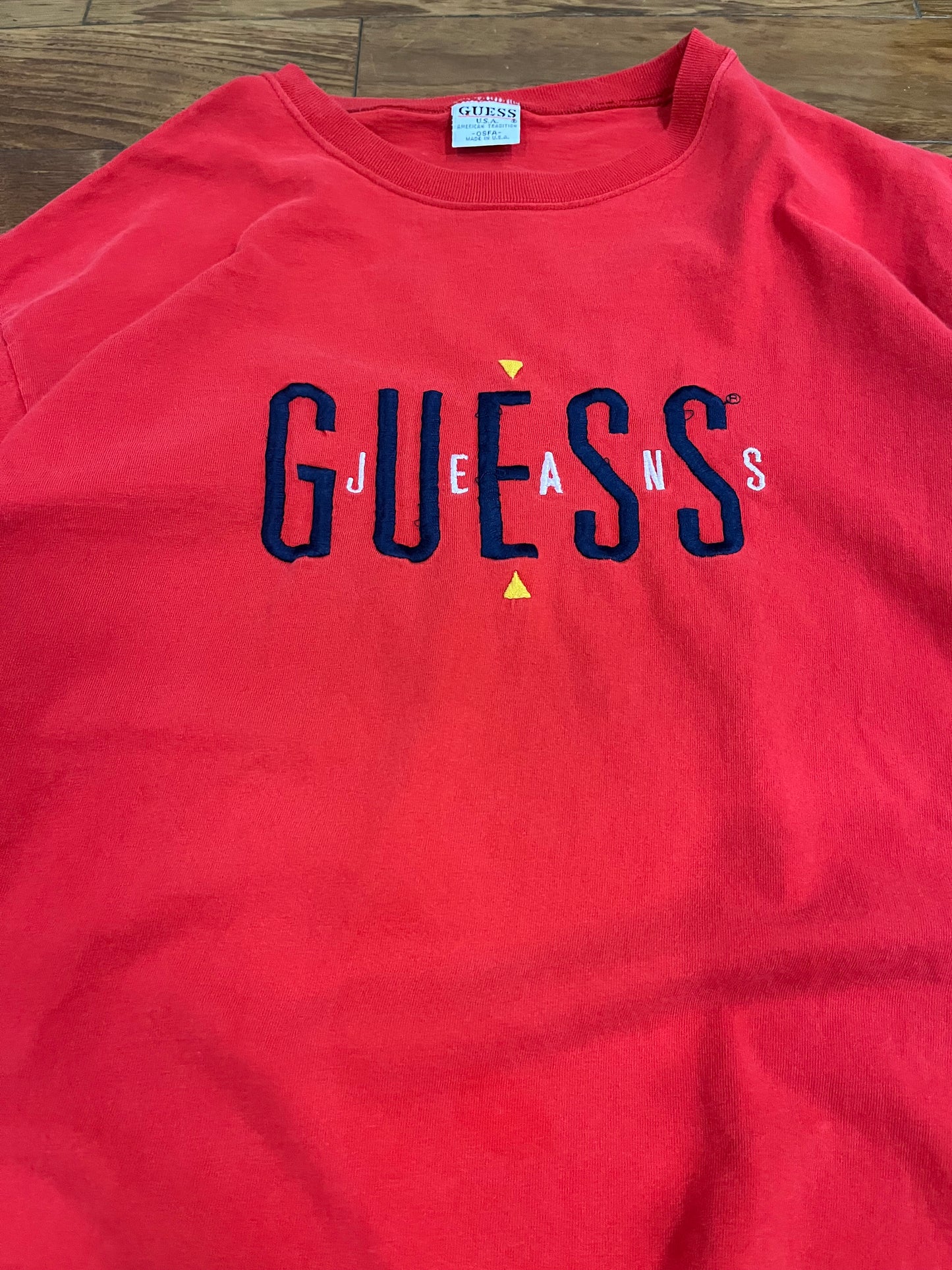 90s Guess Jeans Embroidered Spell Out Tee (L)