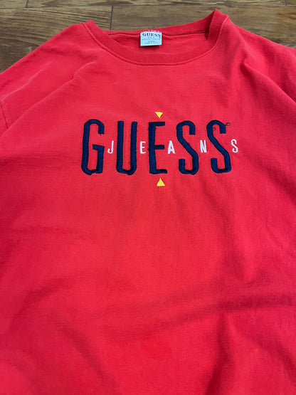 90s Guess Jeans Embroidered Spell Out Tee (L)