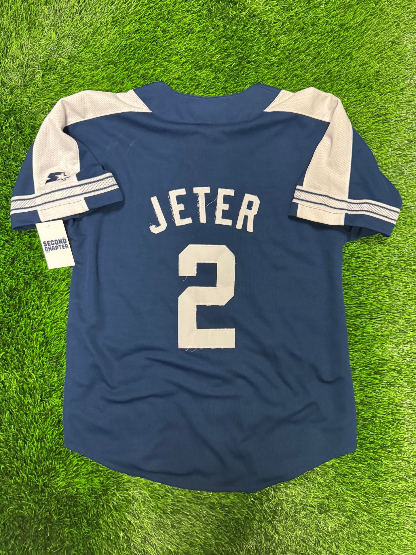 90s New York Yankees Derek Jeter Vintage Starter MLB Baseball Jersey (L)