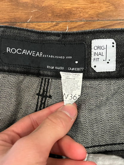 00s Rocawear Baggy Embroidered Black Jeans (36 x 32)