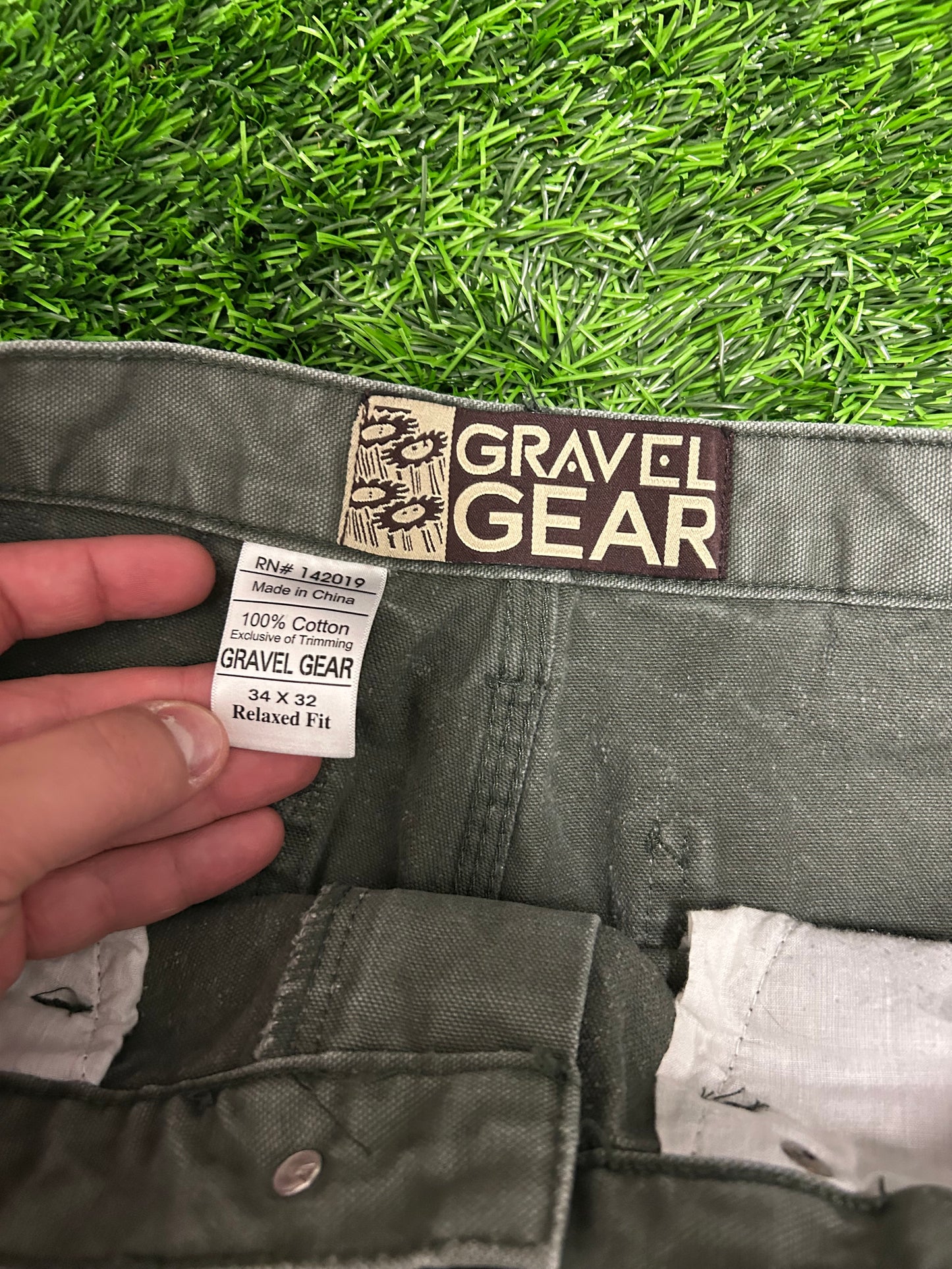00s Gravel Gear Faded Olive Workwear Pants (34 x 32)