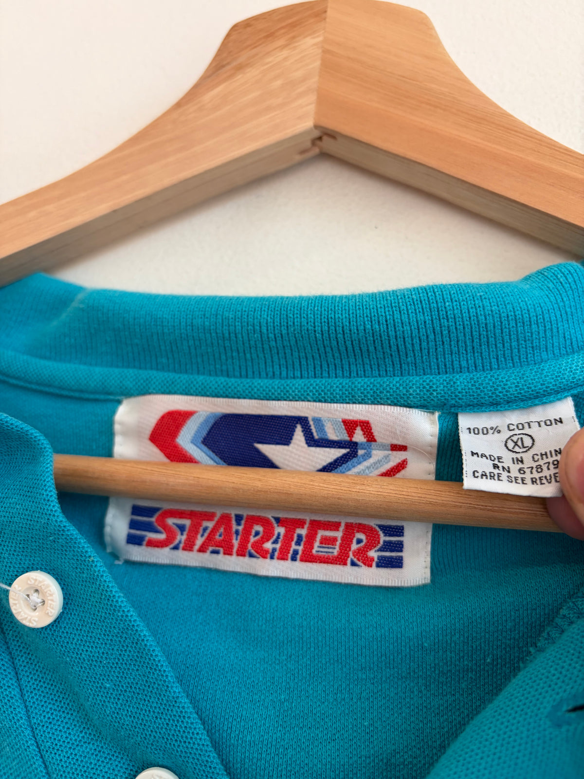 90s Charlotte Hornets Vintage Starter Boxy Polo Shirt (M)