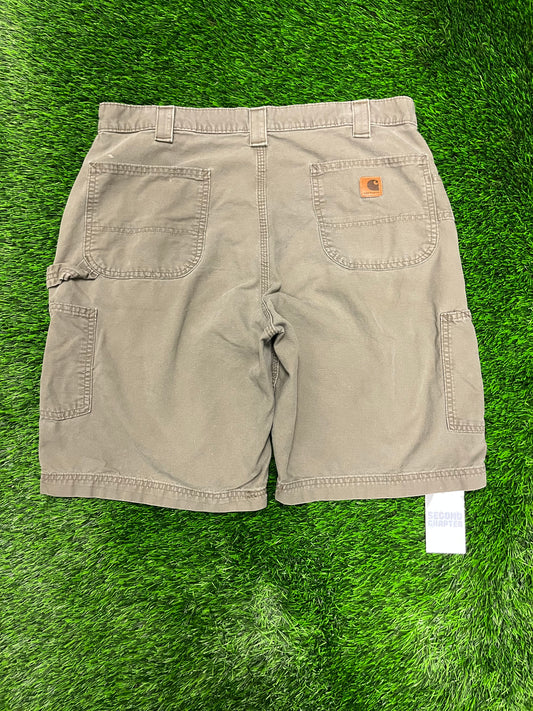 2010 Carhartt Workwear Carpenter Faded Olive Vintage Shorts (36)