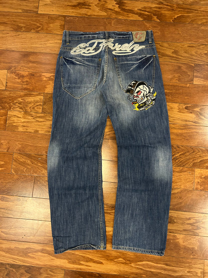 00s Ed Hardy Embroidered Skull Jeans (36 x 32)