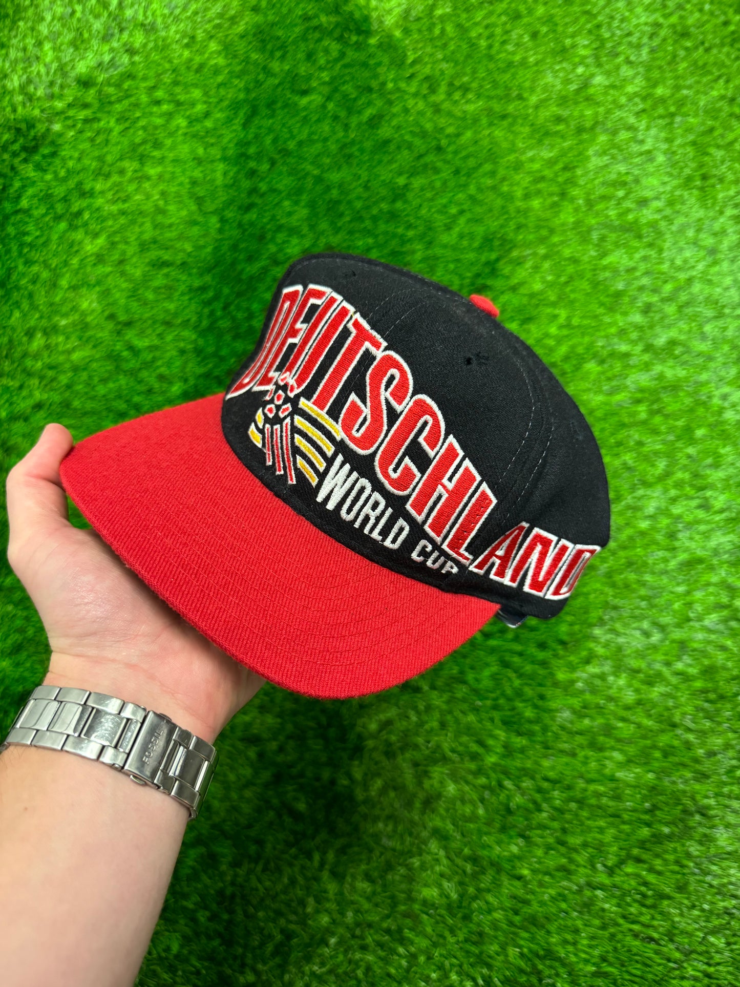 90s Deutschland World Cup Soccer Apex Vintage Snapback Hat (OS)
