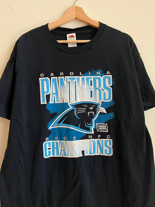 2003 Carolina Panthers Super Bowl NFC Champions Black Tee
