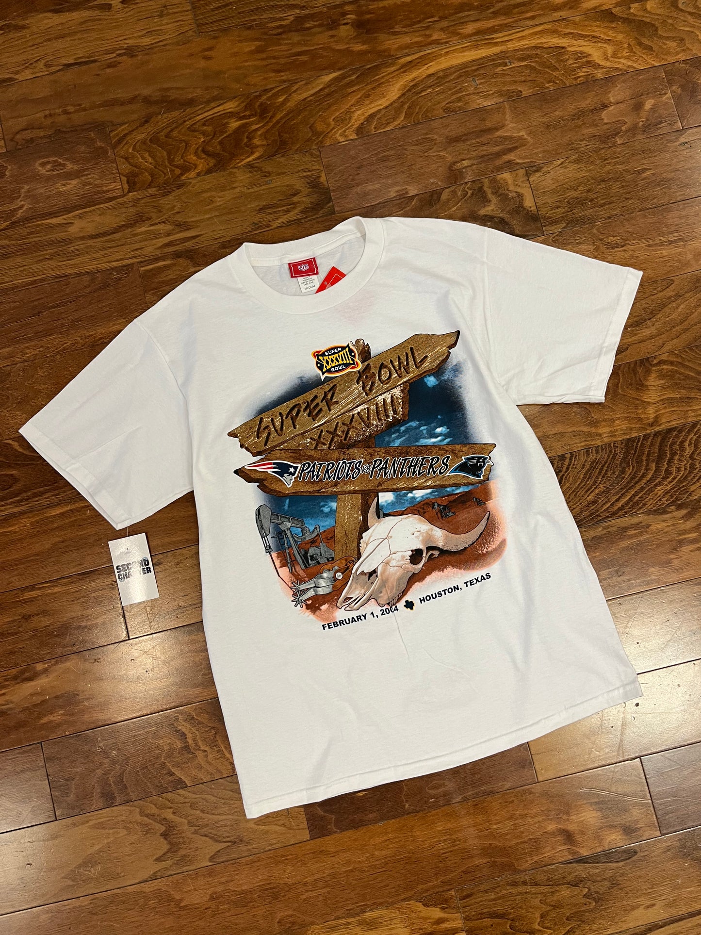 2004 Patriots v Panthers Deadstock Super Bowl Tee (M)