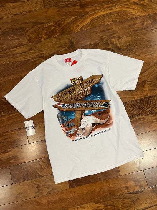 2004 Patriots v Panthers Deadstock Super Bowl Tee (M)
