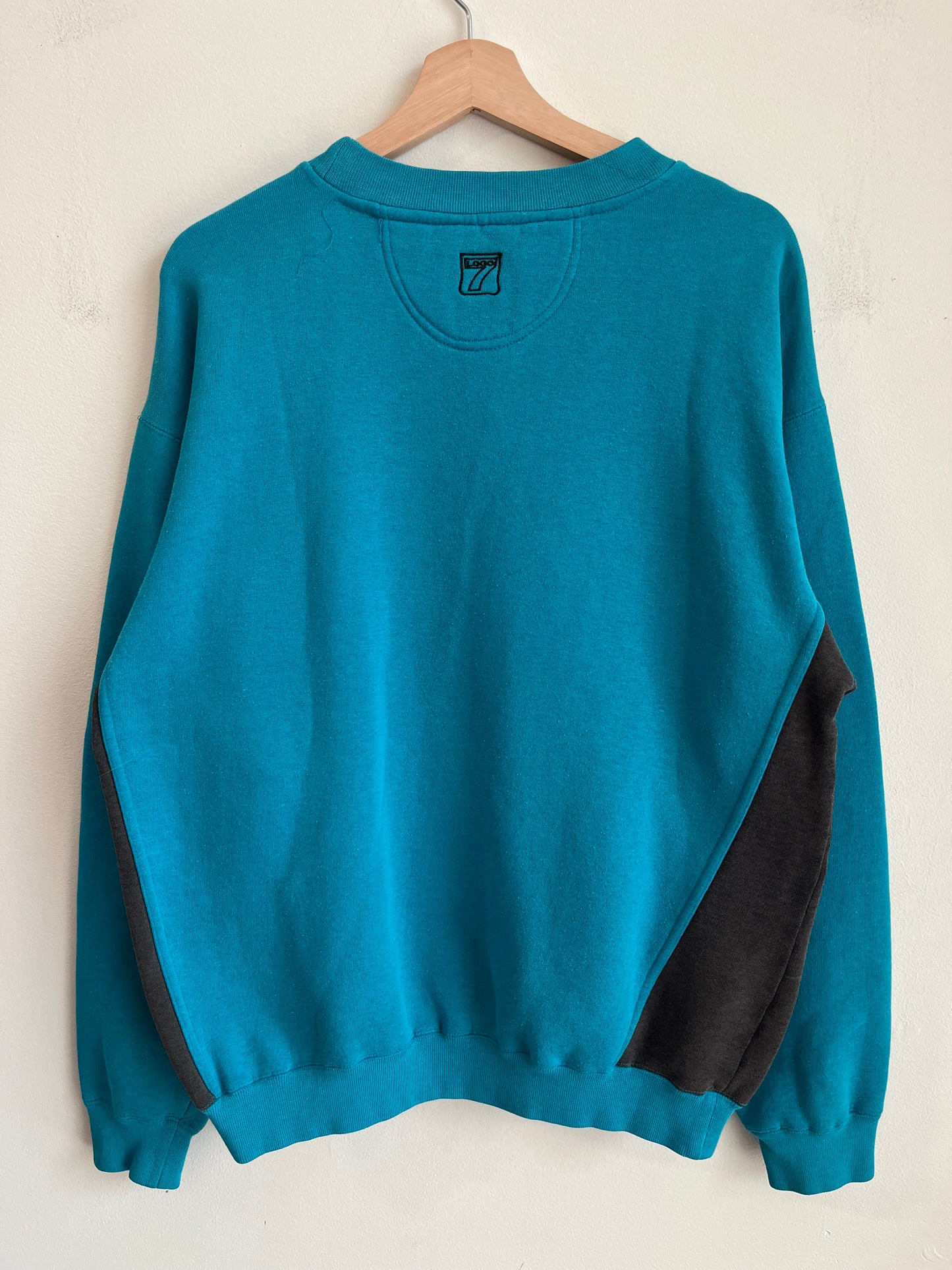 1990s Charlotte Hornets Logo 7 Spell Out Teal Crewneck (M)