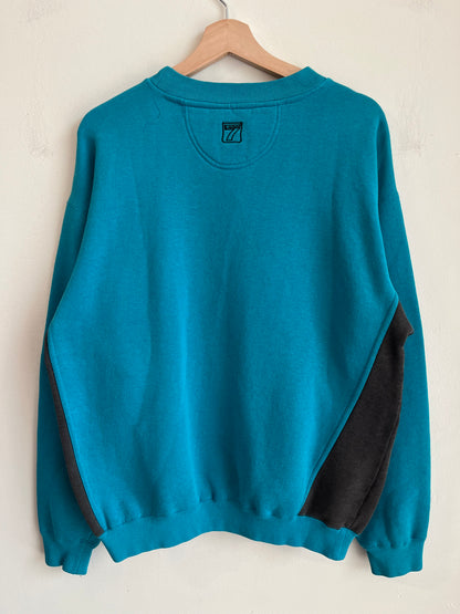 1990s Charlotte Hornets Logo 7 Spell Out Teal Crewneck (M)