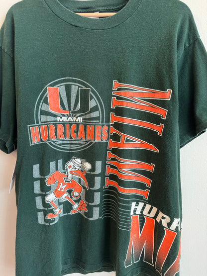 90s Miami Hurricanes Vintage Wrap Around Tee (L)