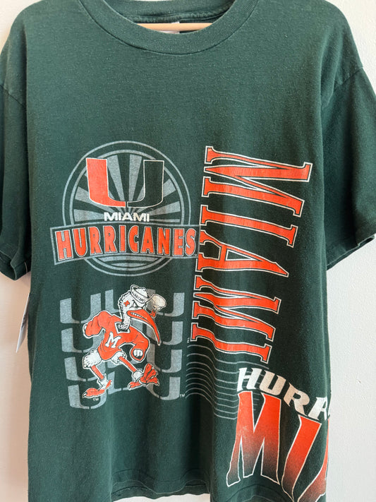 90s Miami Hurricanes Vintage Wrap Around Tee (L)