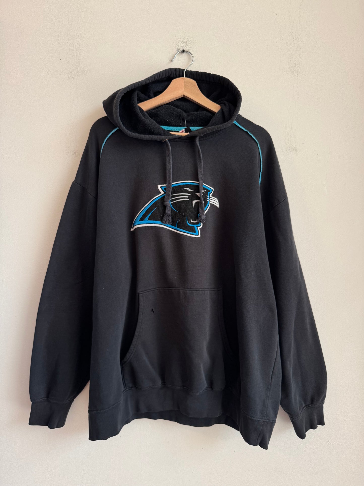 00s Carolina Panthers Big Logo Striped Distressed Hoodie (XL)
