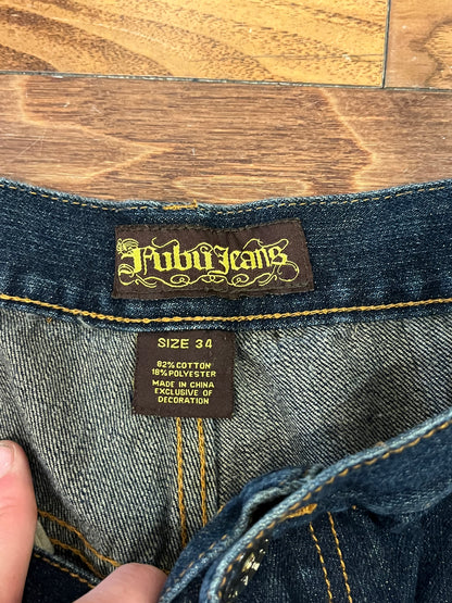 00s Fubu Embroidered Gold Accent Baggy Jeans (34 x 32)