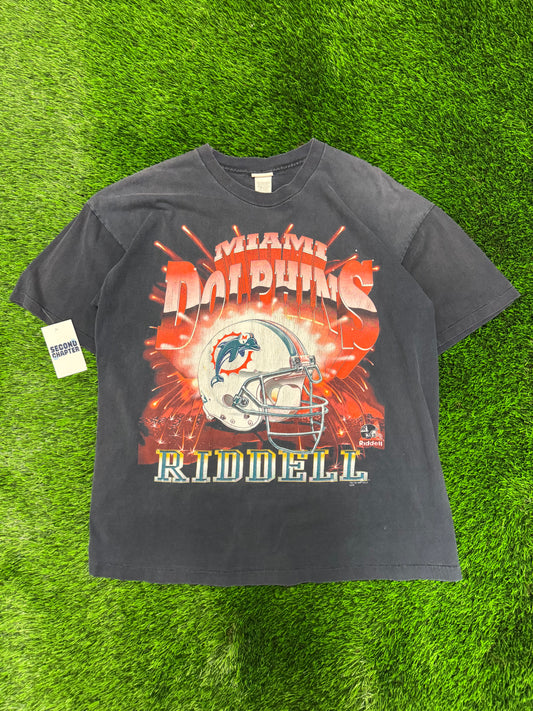 1997 Miami Dolphins Riddell NFL Helmet Faded Tee (XL)