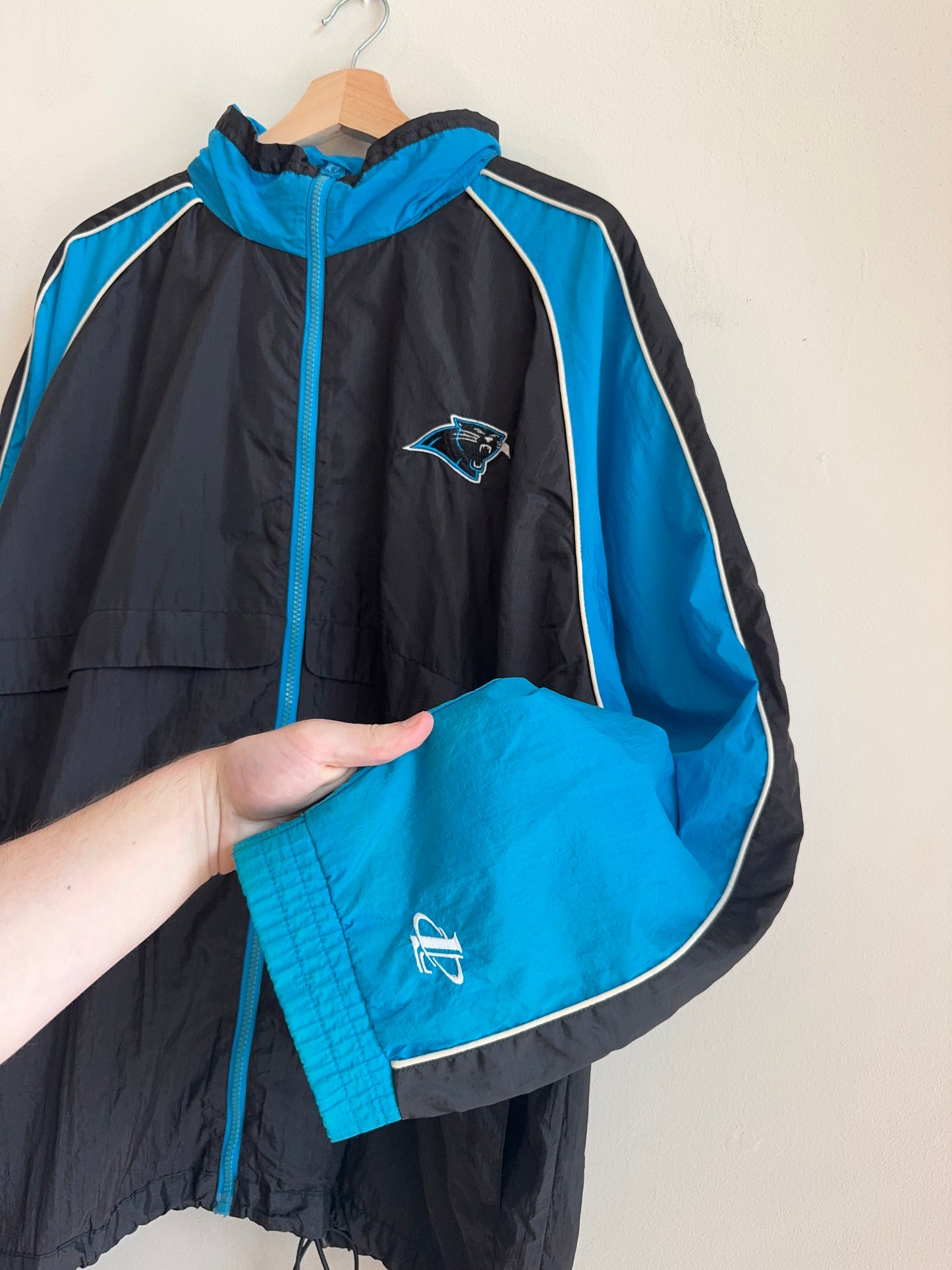 90s Carolina Panthers Logo Athletic Spell Out Windbreaker (M)