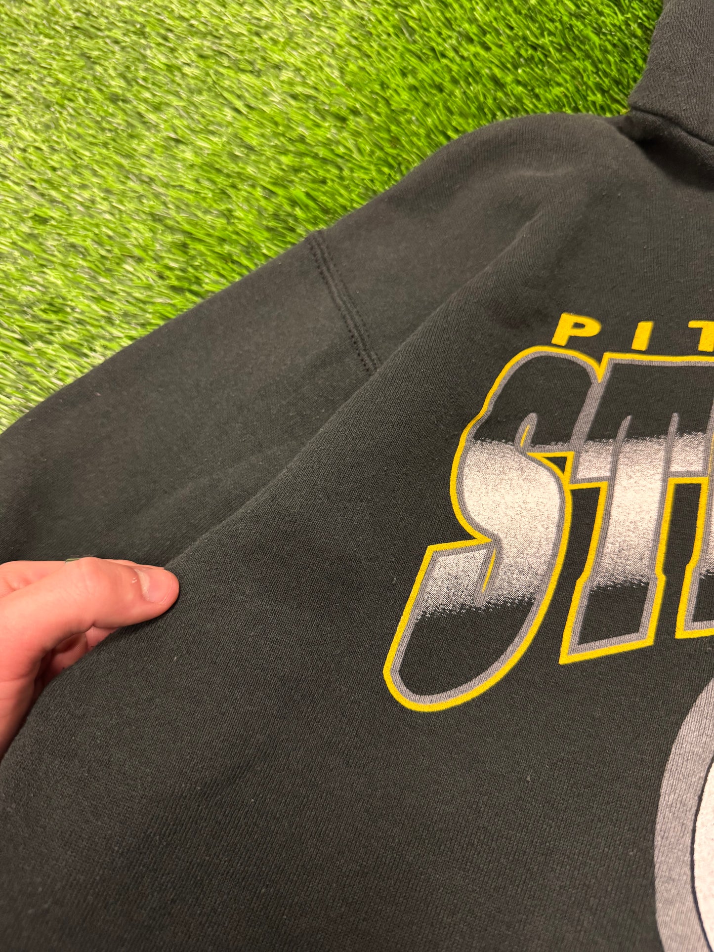 1995 Pittsburgh Steelers Spell Out Black Hoodie (L)