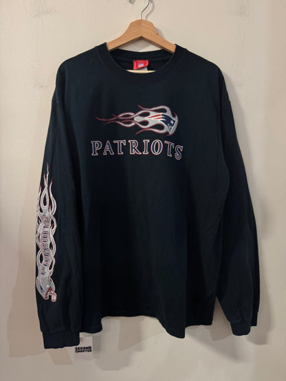 00s New England Patriots Flames Long Sleeve Shirt (XL)