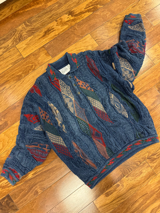90s Coogi Blues Rare 3D Knit Sweater (M)