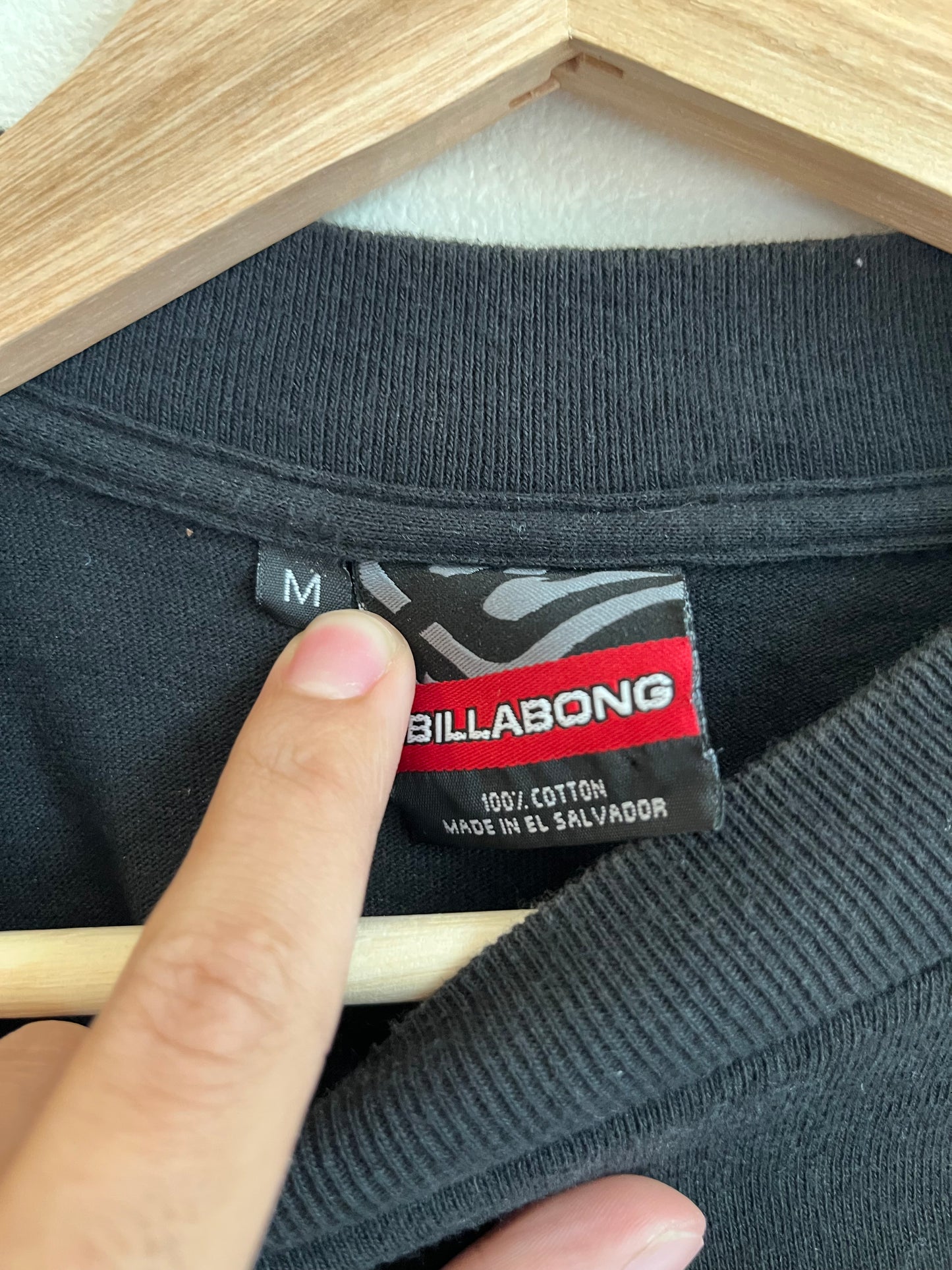 00s Billabong Black Spell Out Long Sleeve Shirt (M)