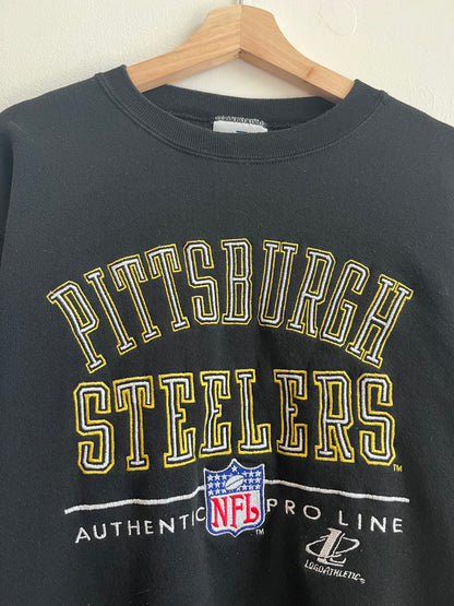 90s Pittsburgh Steelers Logo Athletic Embroidered Crewneck (M)