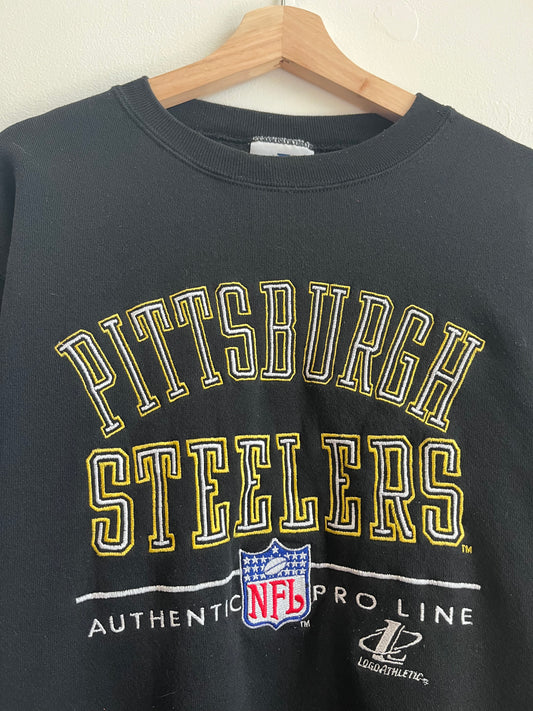 90s Pittsburgh Steelers Logo Athletic Embroidered Crewneck (M)