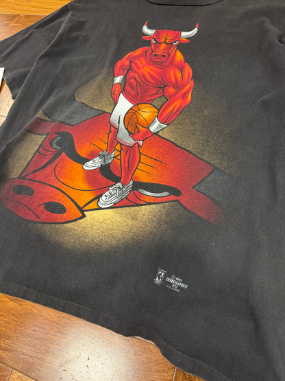1997 Chicago Bulls "Benny The Bull" Faded Mascot Cartoon Tee (XL)