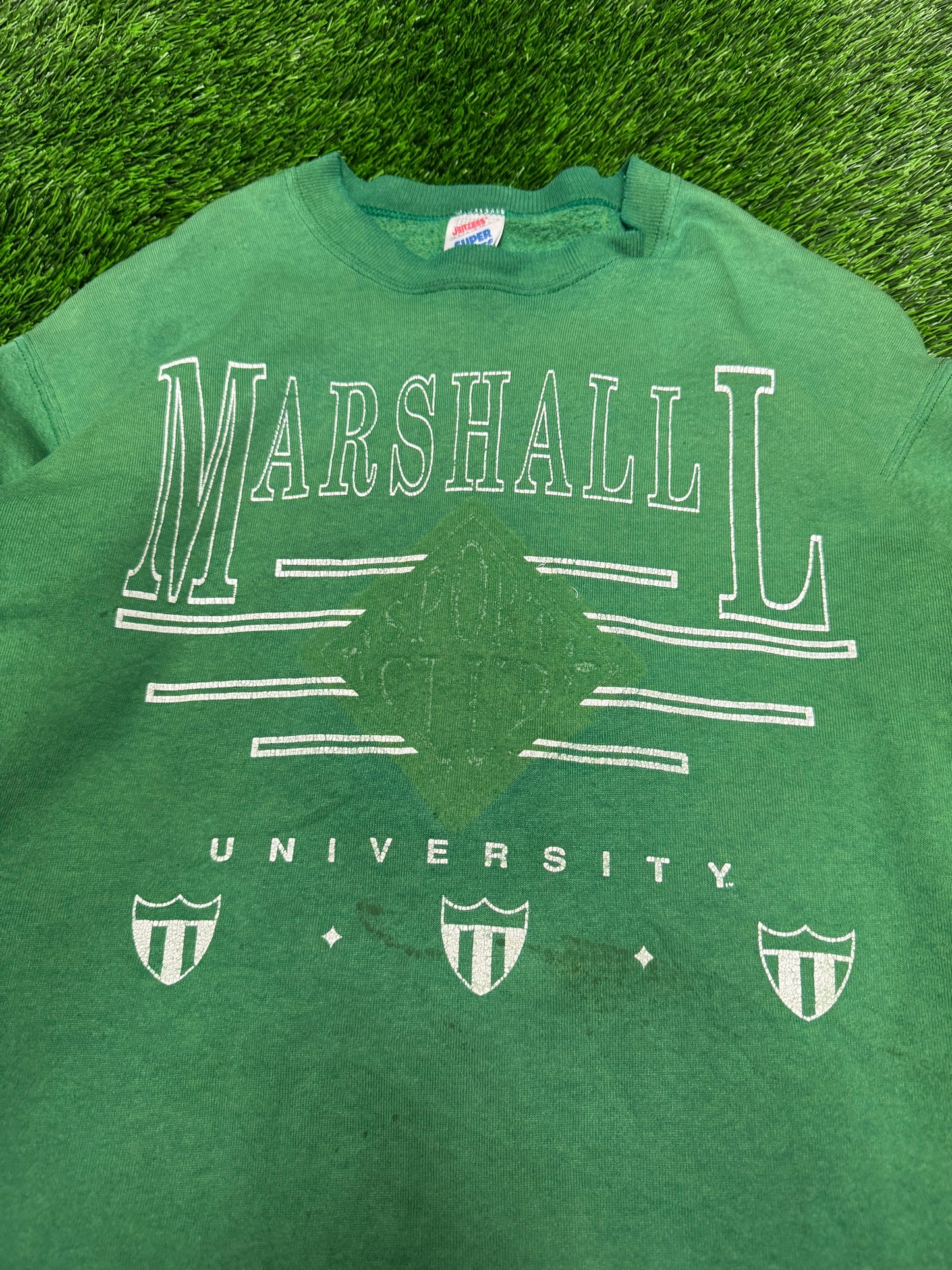 90s Marshall University Faded Green Vintage Crewneck (XL)