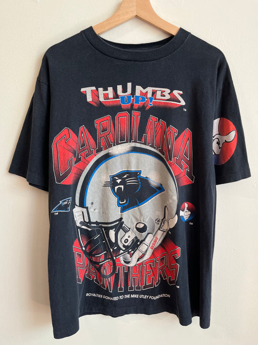90s Carolina Panthers Thumbs Up Faded Helmet Tee (L)