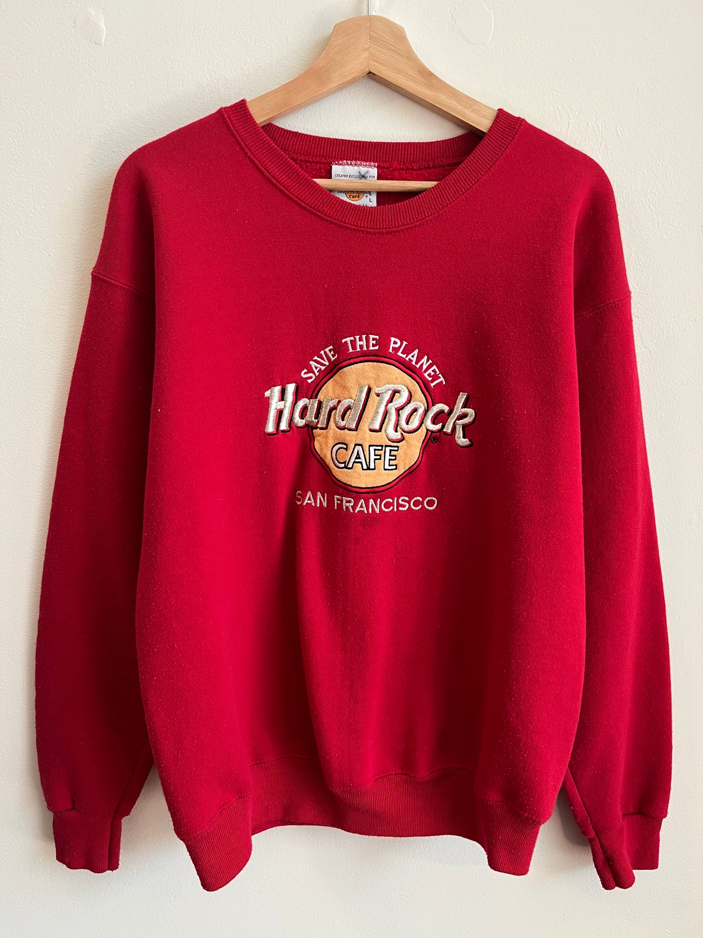 00s Hard Rock San Francisco Red Embroidered Crewneck (L)