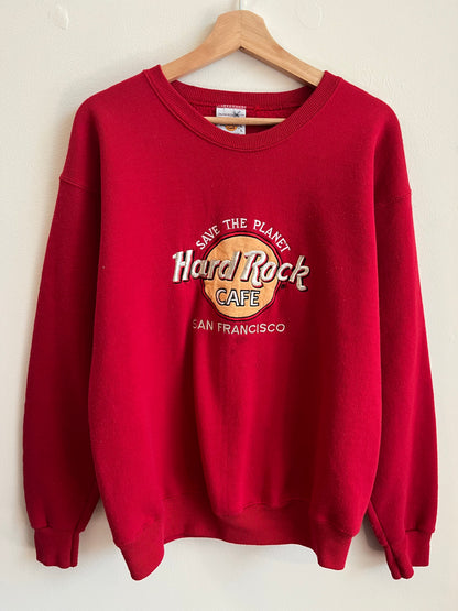 00s Hard Rock San Francisco Red Embroidered Crewneck (L)