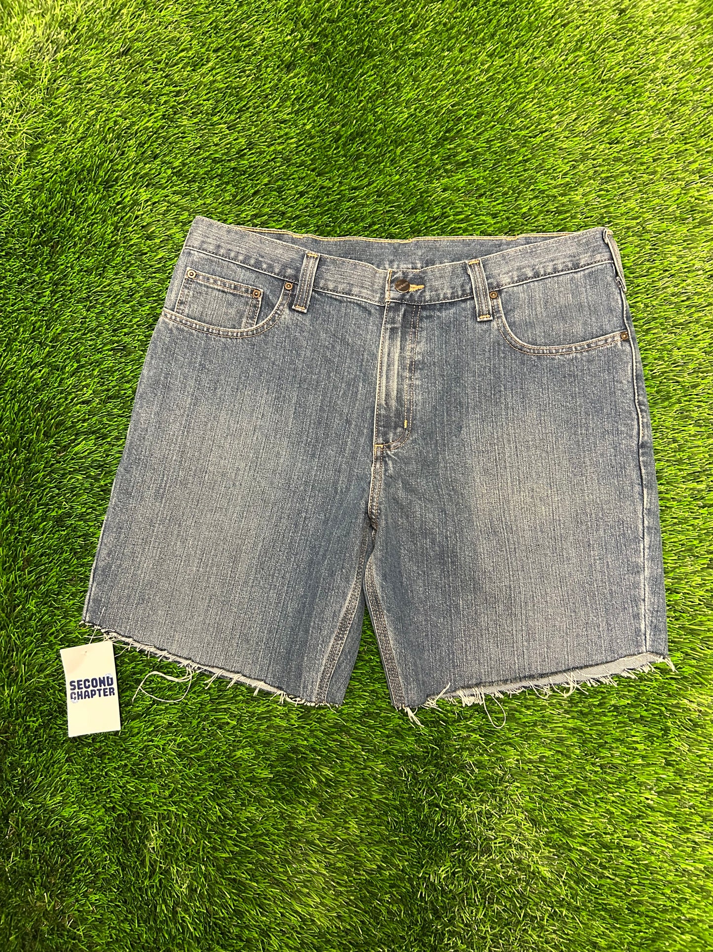 Carhartt Workwear Frayed Cut Off Jean Shorts (36)