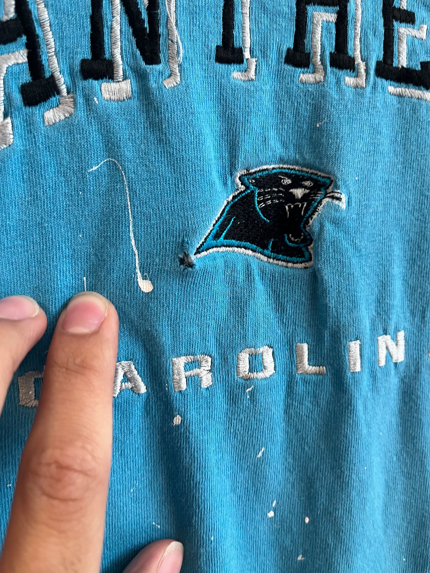 00s Carolina Panthers Thrashed Paint Blue Tee (XL)