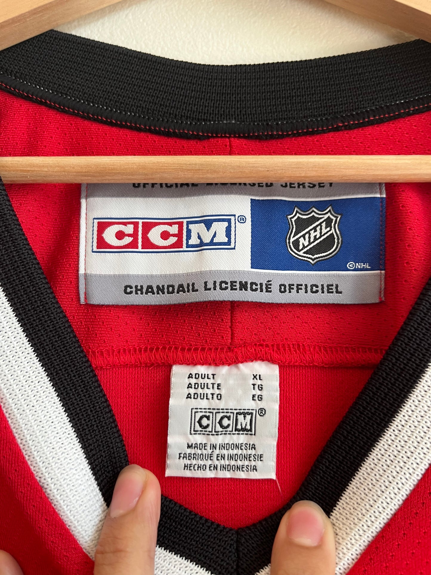00s Carolina Hurricanes Logo CCM Ice Hockey NHL Jersey (XL)