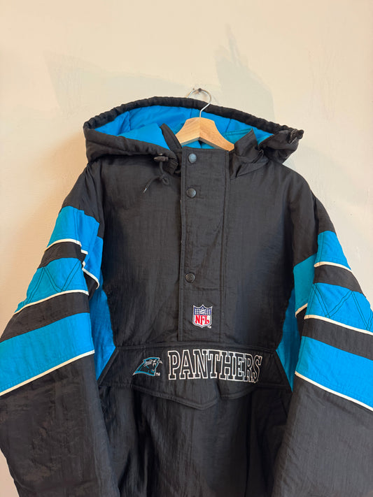 90s Carolina Panthers Starter Deadstock Hooded Puffer Jacket (XL)