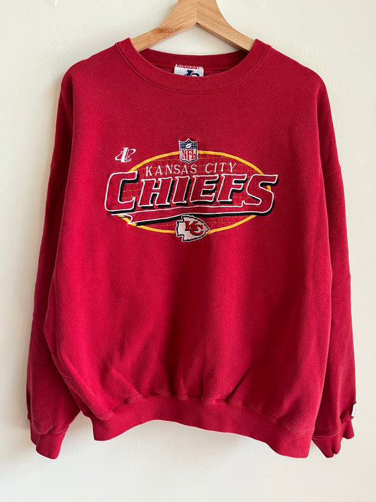 90s Kansas City Chiefs NFL Logo Athletic Crewneck (L)