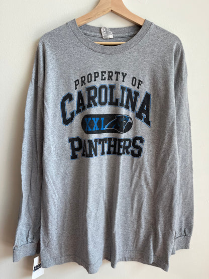 2010s Property of Carolina Panthers XXL Spell Out Grey Long Sleeve (XL)