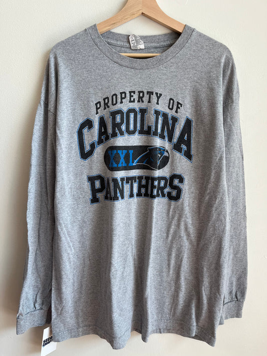 2010s Property of Carolina Panthers XXL Spell Out Grey Long Sleeve (XL)