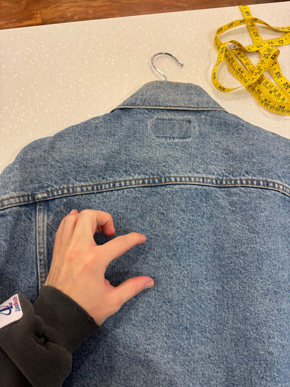 90s Carolina Panthers Light Washed Custom Levi Jacket (L)